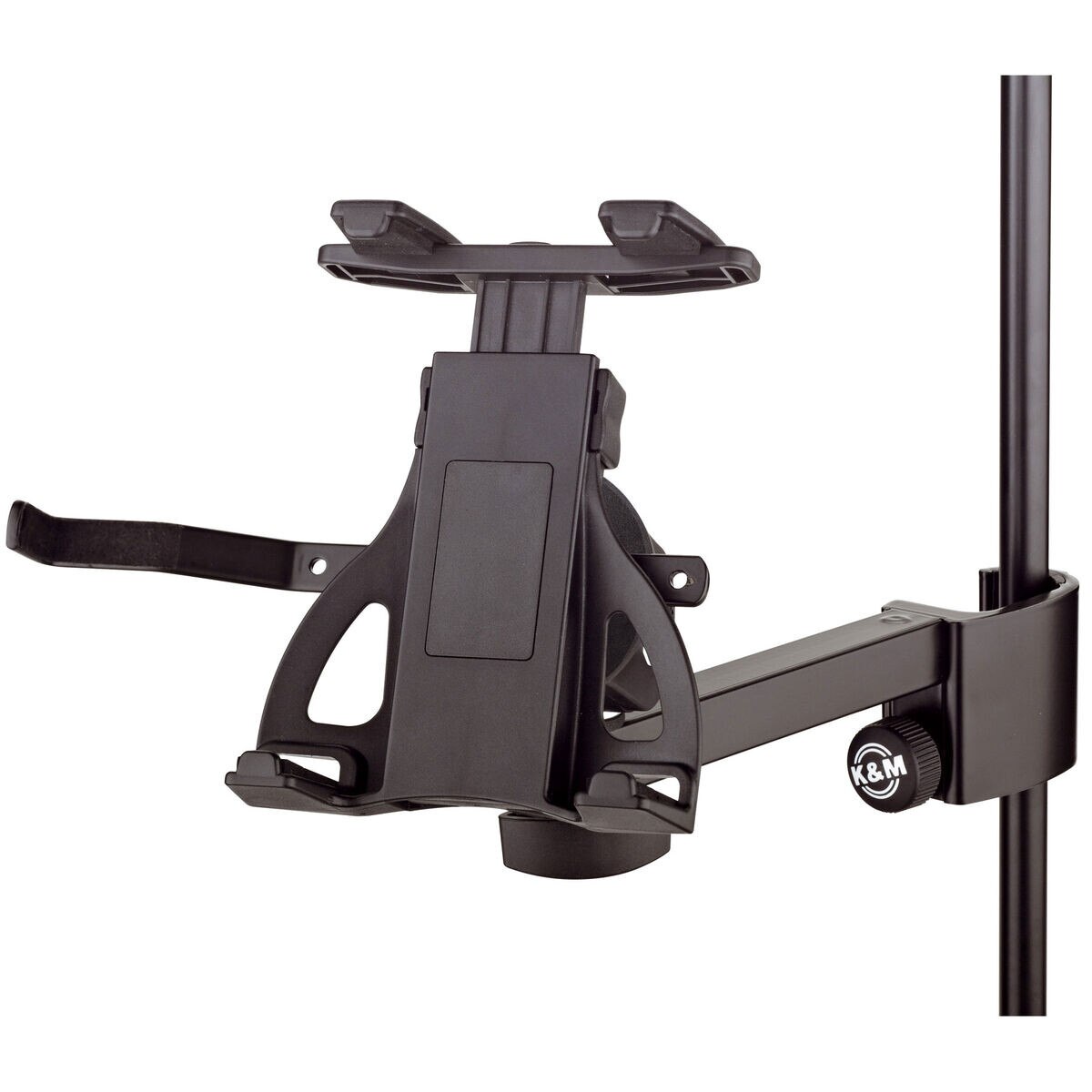 K&M Universal Mic or Music Stand iPad or Android Tablet Holder ClampOn Mount